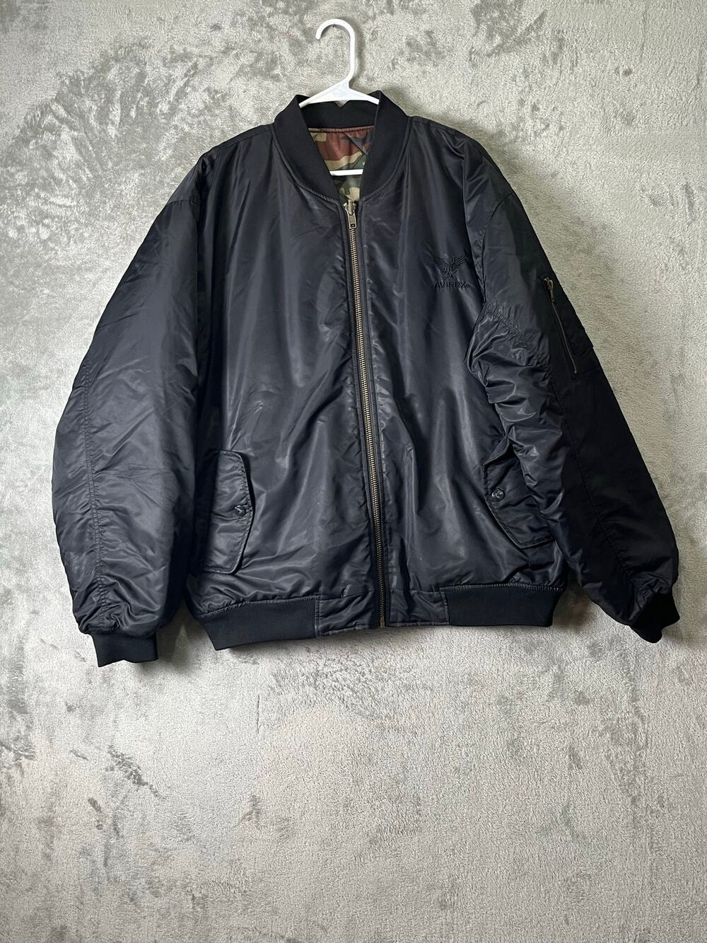 Vintage Avirex Reversible Bomber Jacket Black Plaid Flight Jacket Streetwear